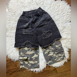 Stylish Kids Black and Camouflage Cargo Pants